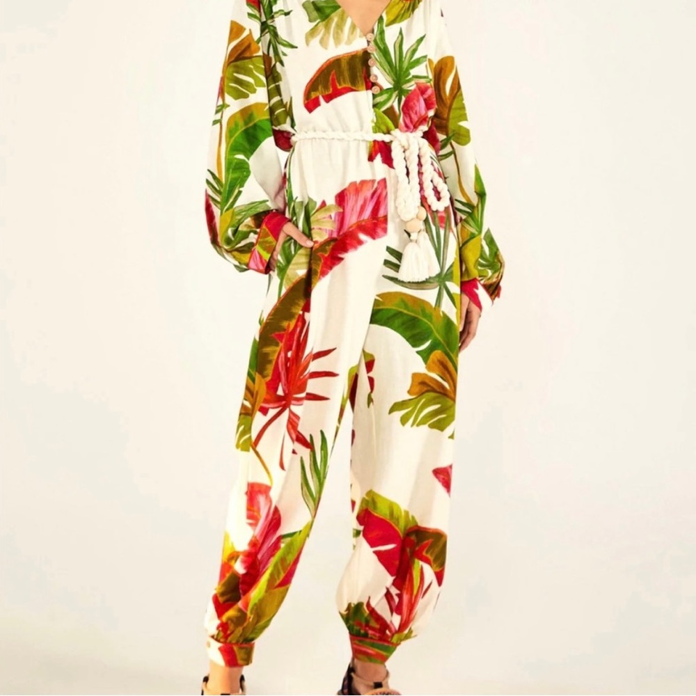 Farm Rio spring forest jumpsuit NWT size M